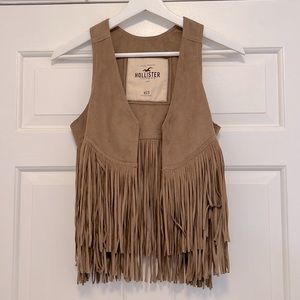 Hollister Suede Fringe Vest, XS/S